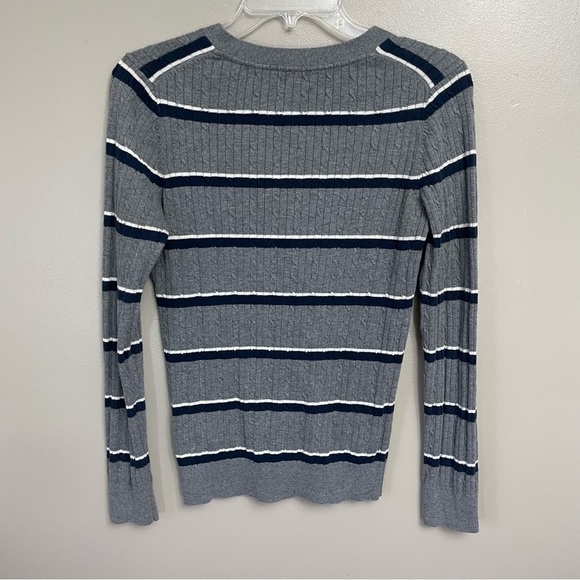 Lot of 2 Pima Cotton Striped Cardigan Tommy Hilfiger Cable Knit V-Neck Nautical - Picture 5 of 16